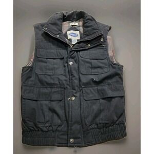 Austin Clothing Co Size S Flannel Lined Black Utility Vest Vintage
